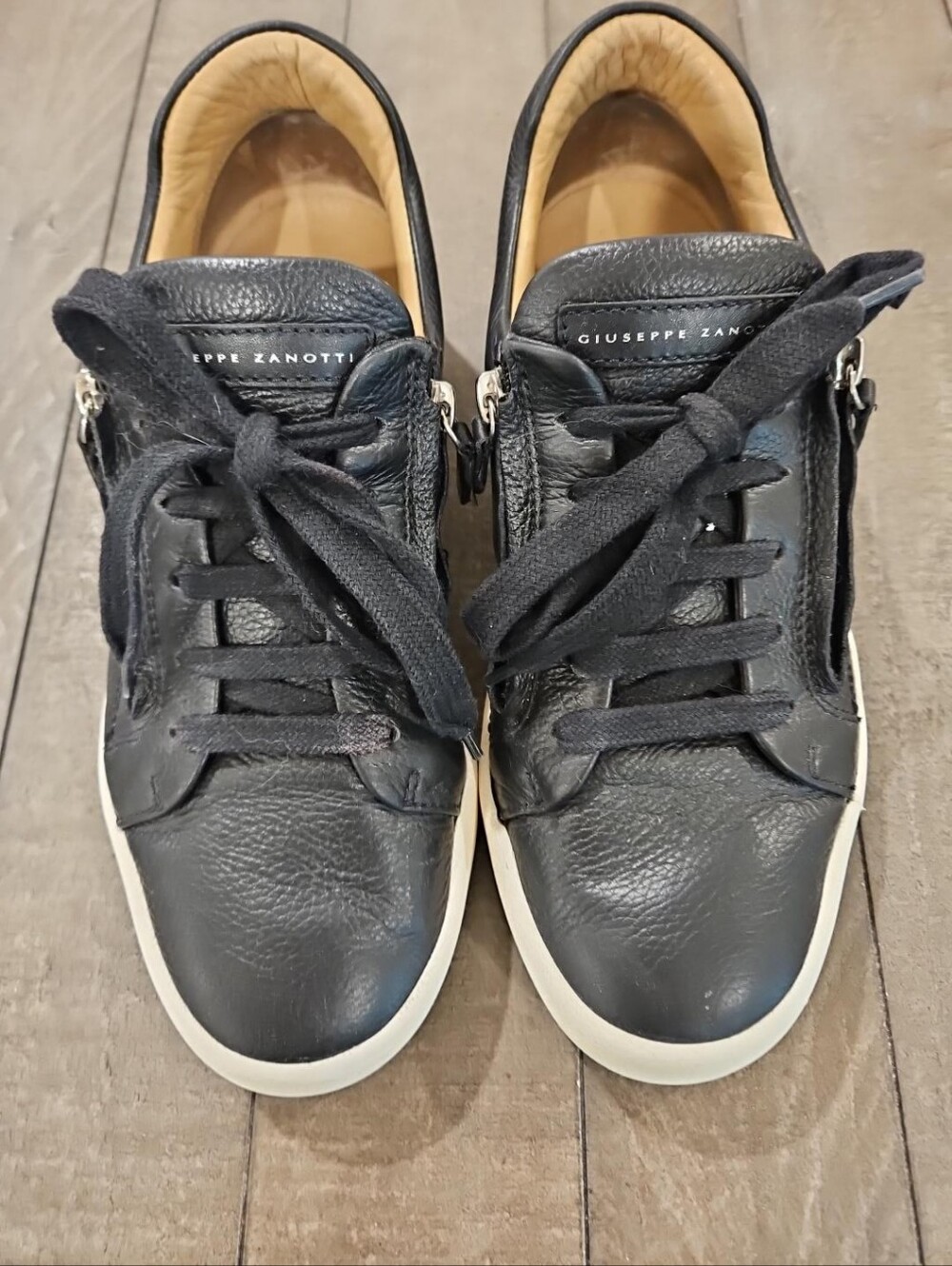 Giuseppe Zanotti Men’s Black Leather Low Top Zip Sneakers EU 41 Made in Italy